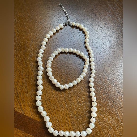 NWOT SET! KAORI CULTURED PEARL 18” NECKLACE W/2” Extender & STRETCHABLE BRACELET - Picture 3 of 6